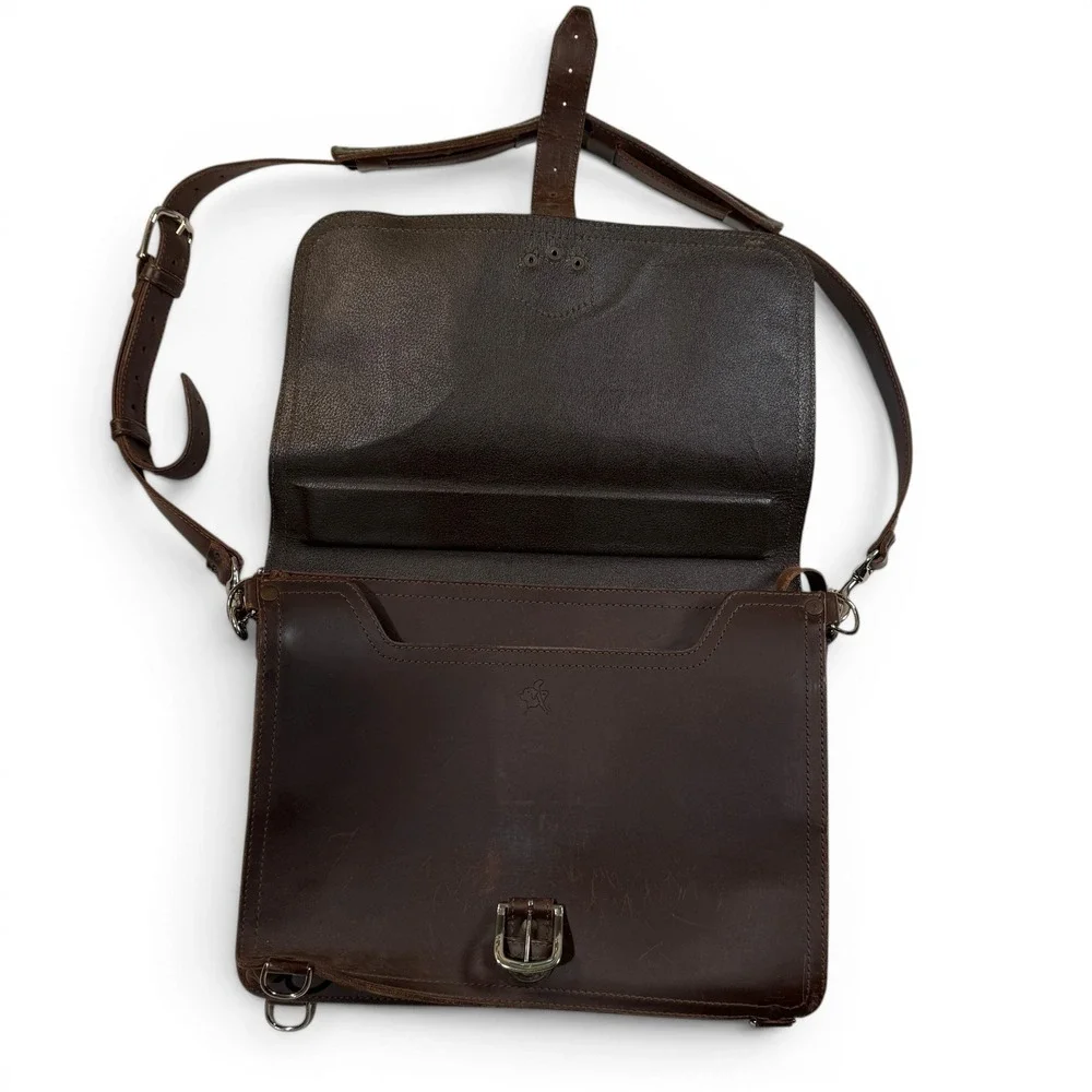 Saddleback Leather Thin Briefcase Dark Coffee Brown Leather Messenger